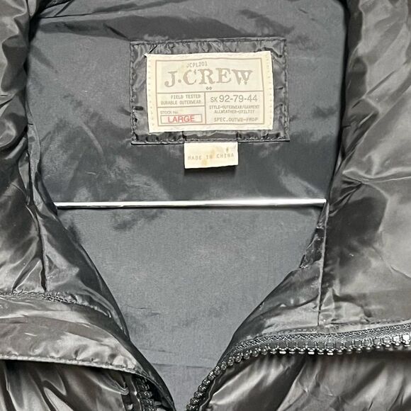 J. Crew Expedition Black Down Puffer Jacket Mens L - Picture 7 of 7